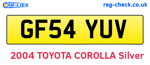 GF54YUV are the vehicle registration plates.
