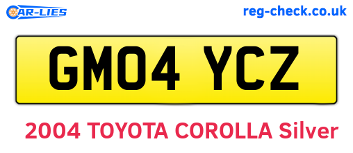 GM04YCZ are the vehicle registration plates.