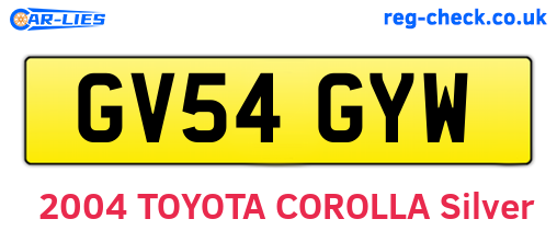 GV54GYW are the vehicle registration plates.
