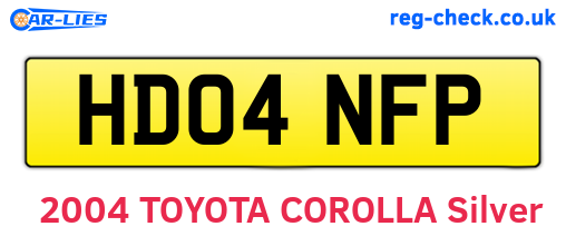 HD04NFP are the vehicle registration plates.