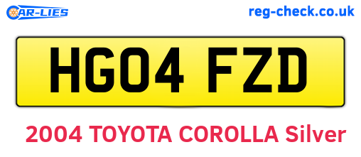 HG04FZD are the vehicle registration plates.