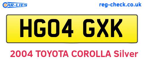 HG04GXK are the vehicle registration plates.