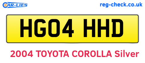 HG04HHD are the vehicle registration plates.