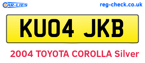 KU04JKB are the vehicle registration plates.