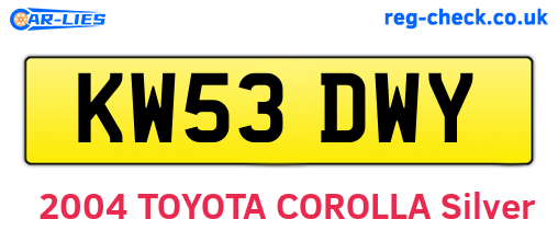 KW53DWY are the vehicle registration plates.