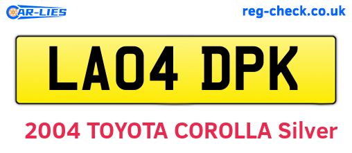 LA04DPK are the vehicle registration plates.