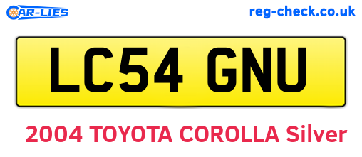 LC54GNU are the vehicle registration plates.