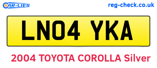 LN04YKA are the vehicle registration plates.