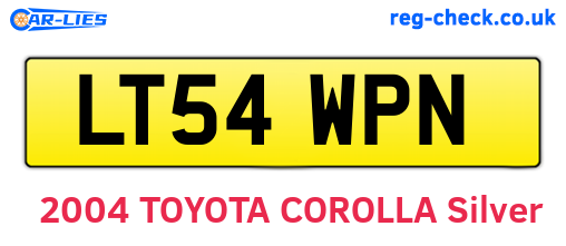 LT54WPN are the vehicle registration plates.