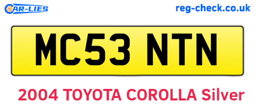 MC53NTN are the vehicle registration plates.