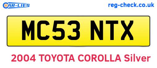 MC53NTX are the vehicle registration plates.