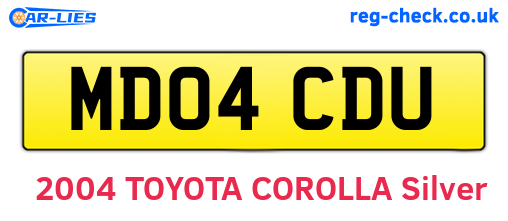 MD04CDU are the vehicle registration plates.