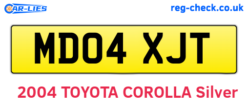 MD04XJT are the vehicle registration plates.