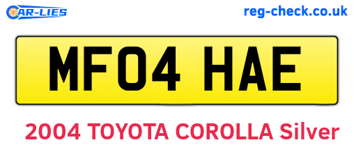MF04HAE are the vehicle registration plates.