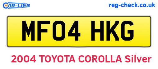 MF04HKG are the vehicle registration plates.