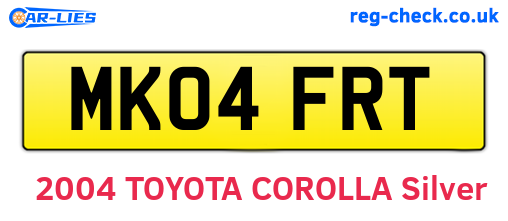 MK04FRT are the vehicle registration plates.