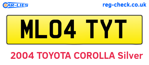 ML04TYT are the vehicle registration plates.