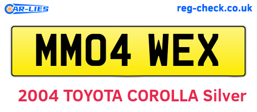 MM04WEX are the vehicle registration plates.