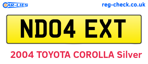 ND04EXT are the vehicle registration plates.