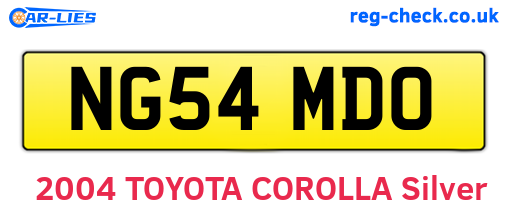 NG54MDO are the vehicle registration plates.