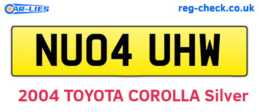 NU04UHW are the vehicle registration plates.
