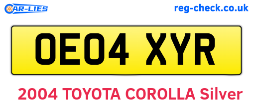 OE04XYR are the vehicle registration plates.