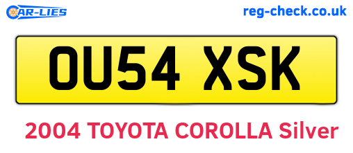 OU54XSK are the vehicle registration plates.