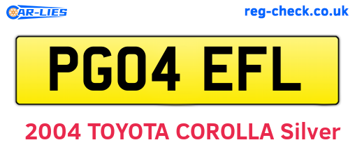 PG04EFL are the vehicle registration plates.