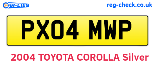 PX04MWP are the vehicle registration plates.