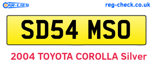 SD54MSO are the vehicle registration plates.