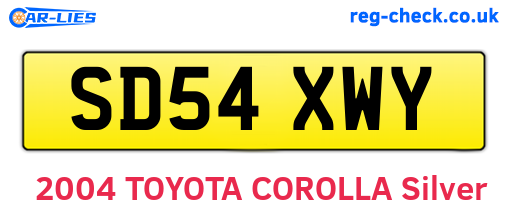 SD54XWY are the vehicle registration plates.
