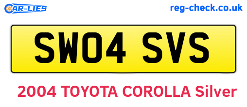 SW04SVS are the vehicle registration plates.