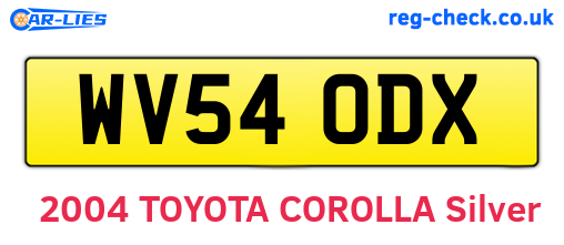 WV54ODX are the vehicle registration plates.