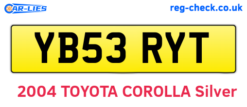YB53RYT are the vehicle registration plates.