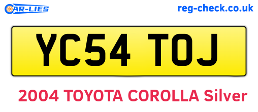YC54TOJ are the vehicle registration plates.