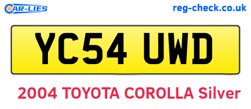 YC54UWD are the vehicle registration plates.