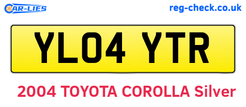 YL04YTR are the vehicle registration plates.