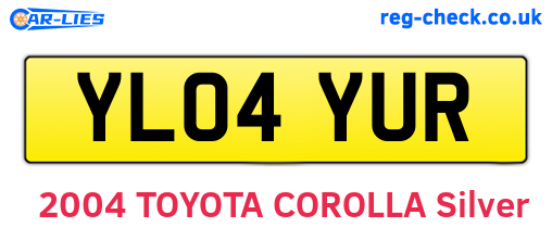 YL04YUR are the vehicle registration plates.