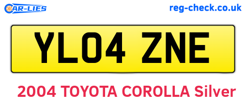 YL04ZNE are the vehicle registration plates.