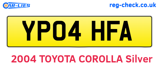 YP04HFA are the vehicle registration plates.