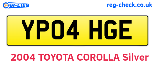 YP04HGE are the vehicle registration plates.