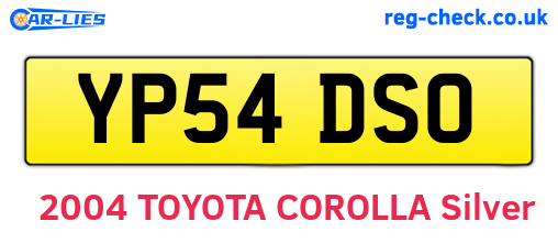 YP54DSO are the vehicle registration plates.