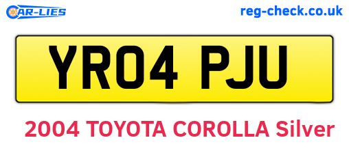 YR04PJU are the vehicle registration plates.
