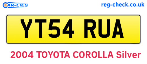 YT54RUA are the vehicle registration plates.