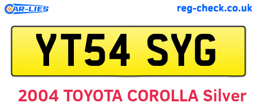YT54SYG are the vehicle registration plates.