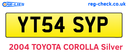 YT54SYP are the vehicle registration plates.