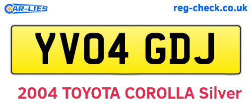 YV04GDJ are the vehicle registration plates.