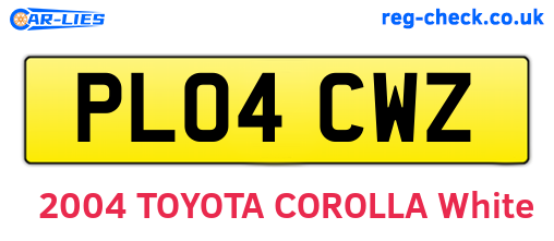 PL04CWZ are the vehicle registration plates.
