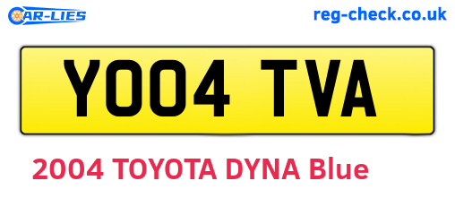 YO04TVA are the vehicle registration plates.