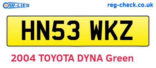 HN53WKZ are the vehicle registration plates.